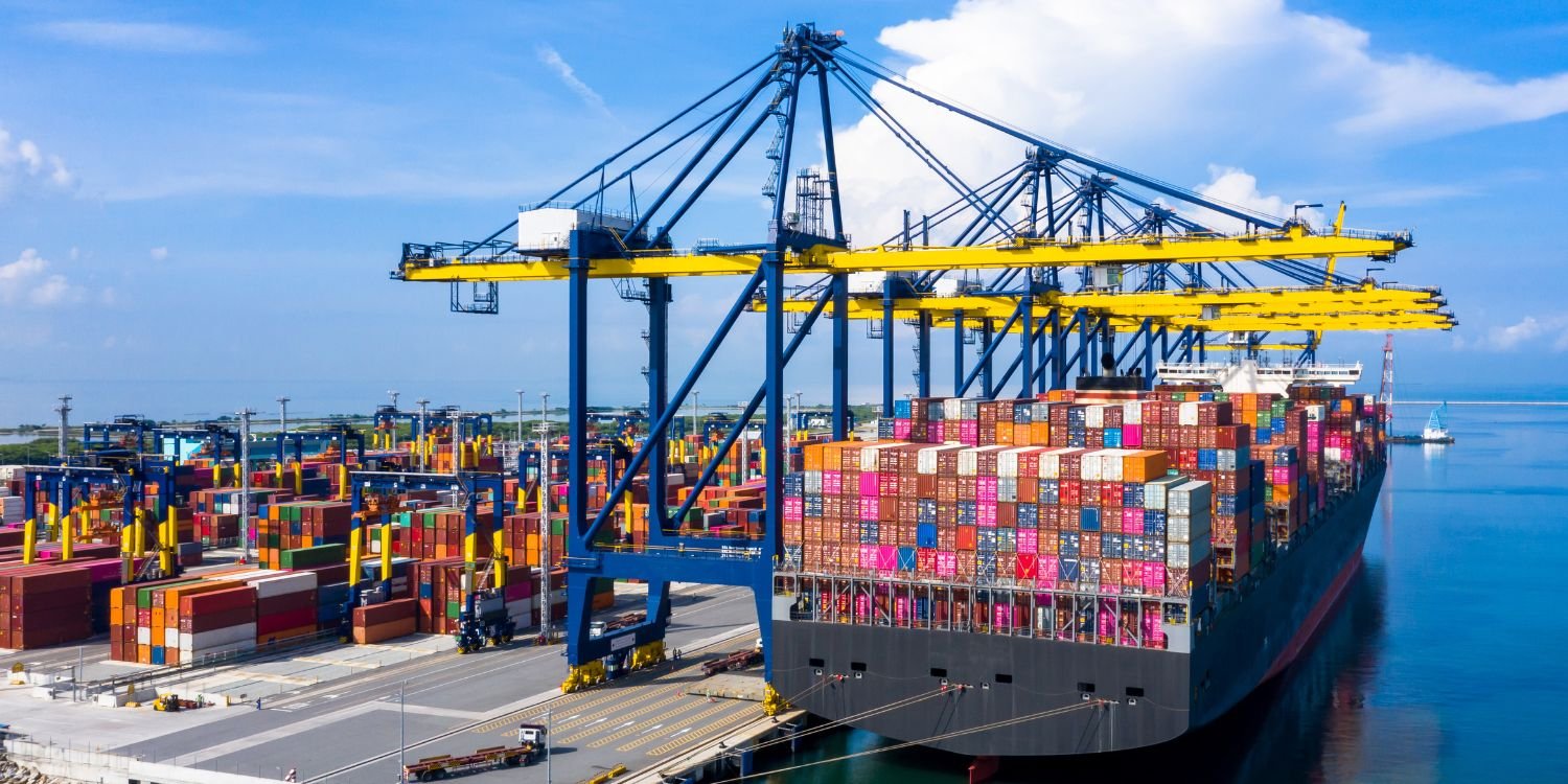 Container cargo ship at port